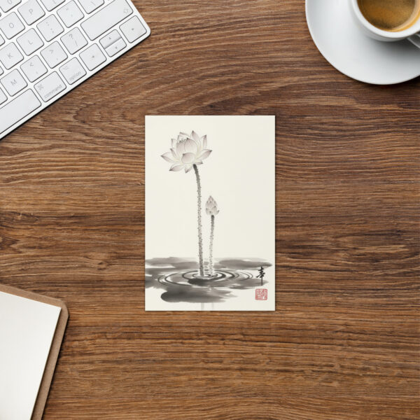 Lotus 5 - Japanese Zen Buddhist Inspired Greeting Card - Image 2