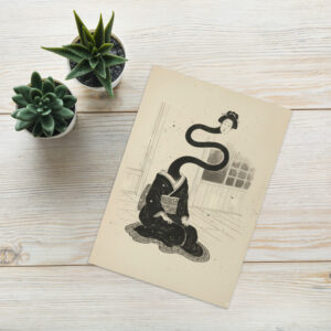 Rokurokubi Ghoul Greeting Card - Japanese Ghosts, Ghouls & Spirits