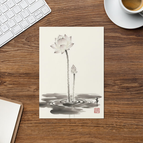 Lotus 5 - Japanese Zen Buddhist Inspired Greeting Card