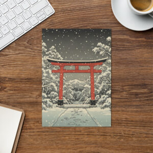 Torii Gate in Snow - Japanese Winter Scenes 9 - Christmas Greeting Card