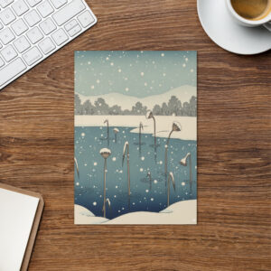 Pond with Lotus Stems - Japanese Winter Scenes 10 - Christmas Greeting Card