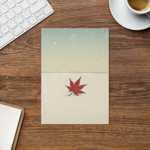 Red Maple Leaf - Japanese Winter Scenes 11 - Christmas Greeting Card