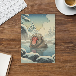 Snow Monkey - Japanese Winter Scenes 13 - Christmas Greeting Card