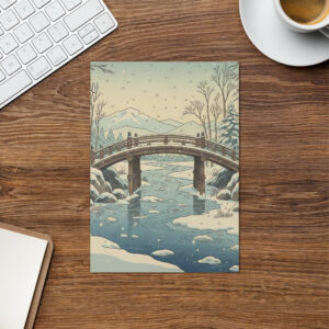 Bridge Over Stream - Japanese Winter Scenes 15 - Christmas Greeting Card